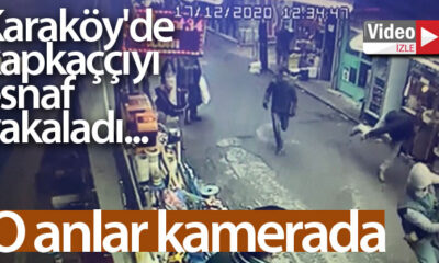 Karaköy’de kapkaççıyı esnaf yakaladı… o anlar kamerada