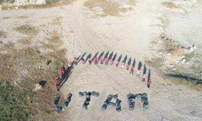 Çöplerle “Utan” yazdılar