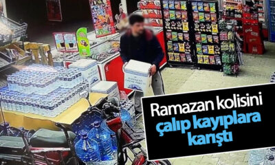 Ramazan kolisini çalan şahıs kamerada