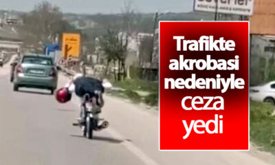 Motosiklet üzerinde akrobatik hareketler yapan sürücüye ceza