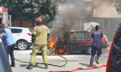 Bursa’da canını hiçe sayarak yanan aracını durdurdu