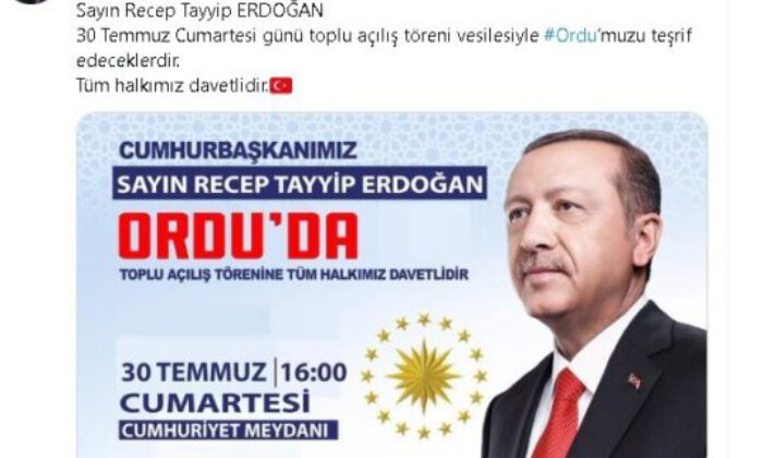 Cumhurbaşkanı Erdoğan Ordu’da toplu açılış törenine katılacak, fındık fiyatlarını açıklayacak