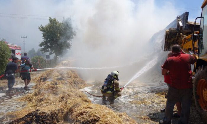 Çanakkale’de 20 ton saman küle döndü