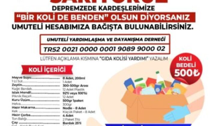 Umuteli’nden deprem bölgesi için gıda kolisi kampanyası