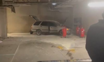 Kapalı otoparktaki LPG’li otomobil yandı