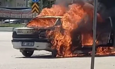 Sıcak hava otomobili yaktı!