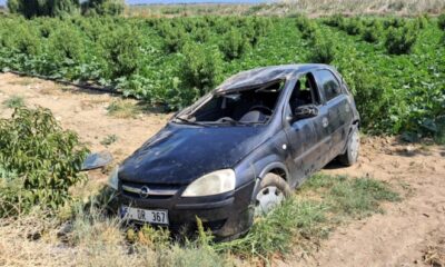 Kontrolünü kaybeden kadın sürücü tarlaya uçtu