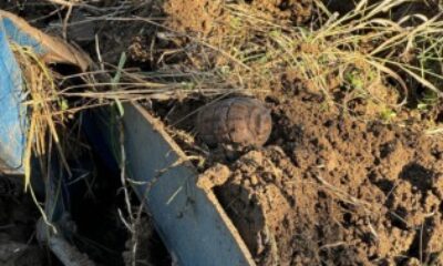 Tarlayı süren çiftçi patlamamış el bombası buldu